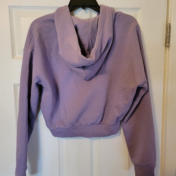 Forever 21 CROP Sweatshirt Hoodie Medium Purple Lavender Juniors Jacket Full-Zip - Picture 4 of 6